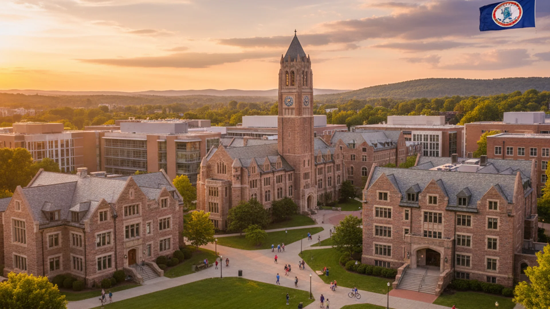 Virginia university campus with historic colonial architecture and modern IT facilities